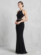 Morgan  Co Black Halter Evening Or Prom Dress Size 9/10 With Rhinestone Waist