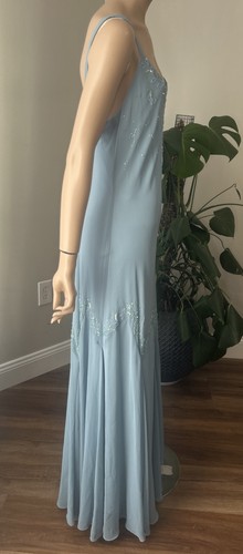Y2K Vintage Formal Maxi Blue Fairy Dress Beaded Details Sz 16 - Picture 5 of 17