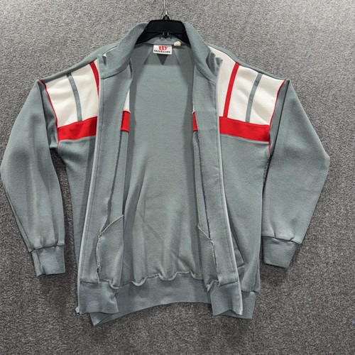 Wilson Jacket Mens XL Gray Red White Full Zip Track Mock Neck Colorblock Retro - Picture 5 of 10