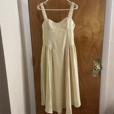 Express Ivory Sweetheart Strappy Sleeveless A-Line Midi Dress S Twill Zip