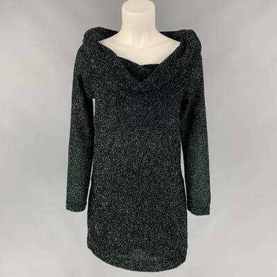 PIANOFORTE von MAX MARA Strickpullover Mit Cowl Collar Metallic Schwarz Größe M
