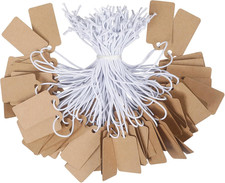 200 Pcs Kraft Price Tags with Elastic String Attached Writable Brown Kraft Paper