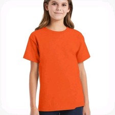 Hanes Youth Boys Girls Orange Essential Crew Neck Tee Size 6-8 Small 5484