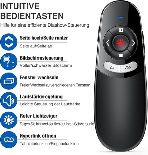 Presentatore USB C, telecomando PowerPoint senza fili, 2.4 GHz, Telecomando di p - Foto 6 di 8