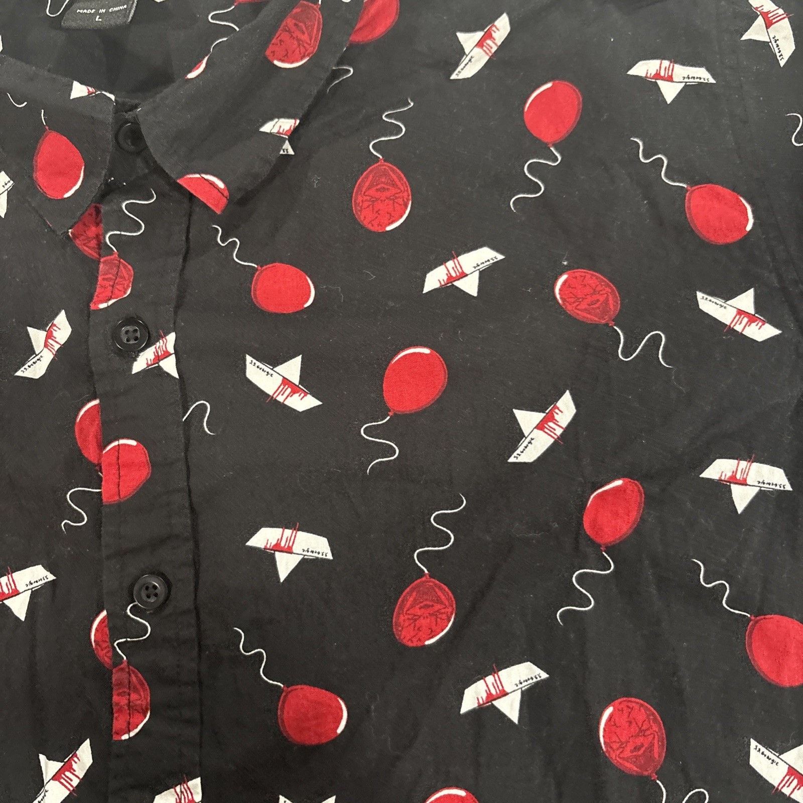 IT Chapter Two Button-Down Shirt Red Balloons/Boa… - image 3