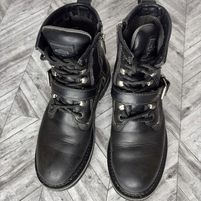 Harley-Davidson Women's Size 7 Black Motorcycle Boots Side Zip