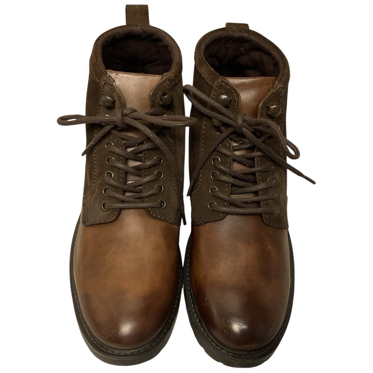  Design‎ Men\'s Size 5 Leather Lace-Up Ankle Boots Men ASOS DESIGN lace up boots in brown leather with chunky  main image 3