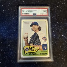 2014 Topps Heritage #H549 Jacob DeGrom Rookie Card PSA 9 Mets RANGERS HOF. rookie card picture