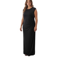 Bar III Sleeveless Maxi Dress Crew Neckline Side Slit, Color Black, Size 16