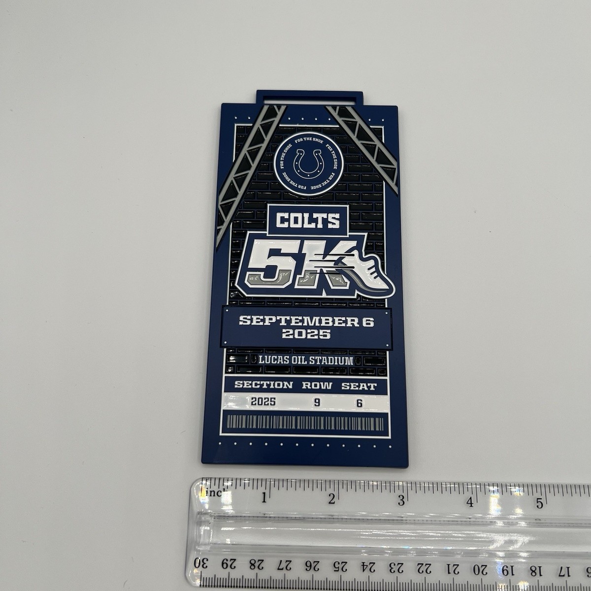 Indianapolis Colts 5k 2025 Medal/Magnet Ticket Design 6x3” For the