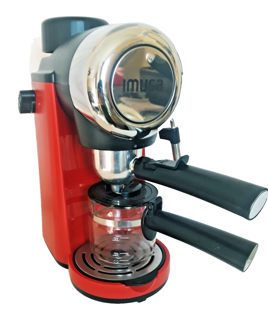 IMUSA 4 Cup Espresso Cappuccino Maker Epic Model 120 Volt Froth Function Red EUC