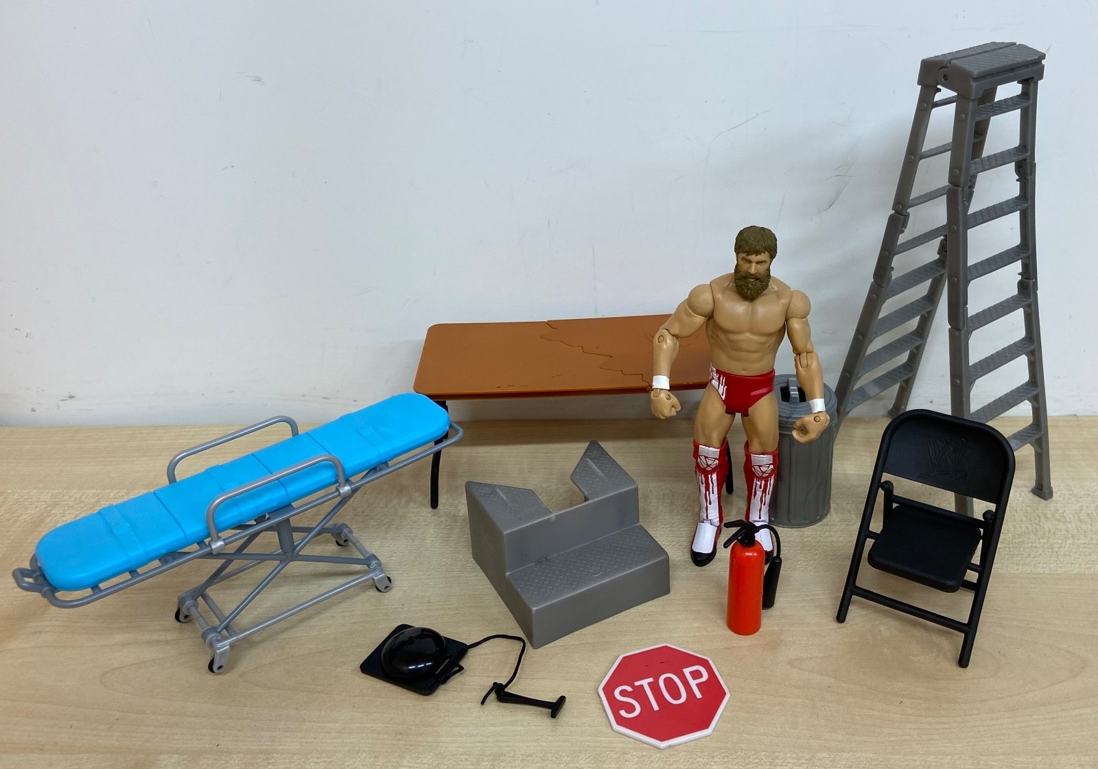 Set of WWE TLC wrestling figure accessories inc. ladder, breakable ...