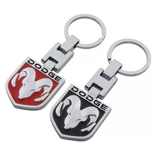 Dodge Ram Double-Sided Chrome Metal Logo Keychain Black & Red 2 Color You Pick