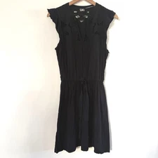 Abercrombie Fitch Black Lace Detail V Neck Tie Waist Flutter Slv Dress S Resort