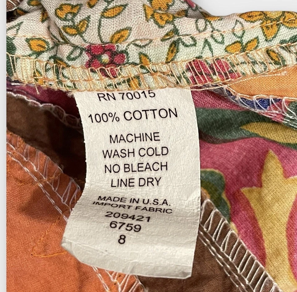 Falda Bentley A Patchwork Boho Hippie Talla 8 Floral Rayas Acolchada Look Hecha en EE. UU. Foto 4 de 4