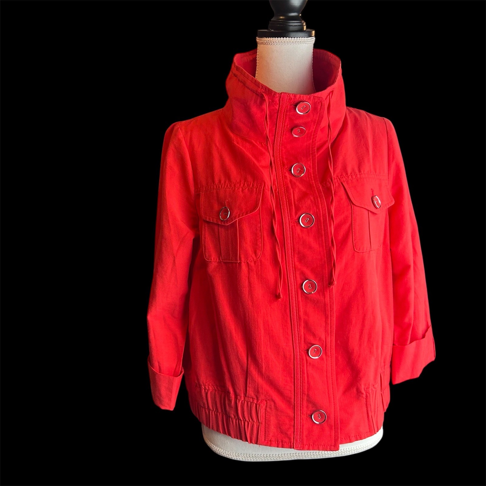 Chicos Red/Orange Button Front Collar Jacket Wome… - image 12