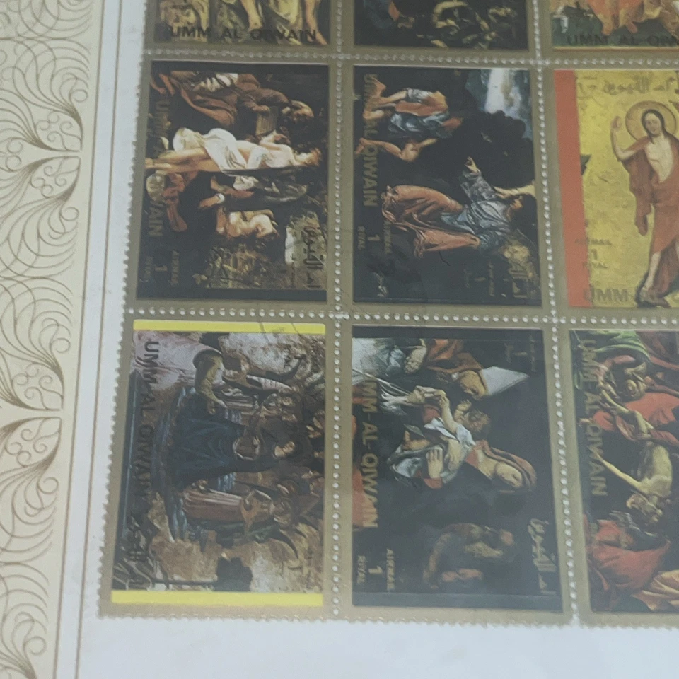Colección de sellos pinturas famosas de la vida de Jesucristo Umm Al-Qiwain Foto 3 de 4