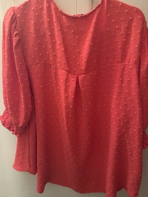 Coral Swiss Dot Top 1x