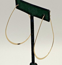 VTG Gold Tone Large Teardrop Statement Hoops Earrings 2.25" Tall NOS