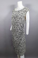 LOFT Maternity Dress Sleeveless Black Cream Floral Ruched Stretch Knit Large LM