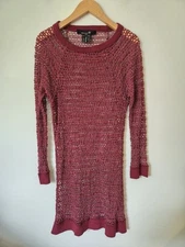 Isabel Marant Maroon Fishnet Dress Size 2  UK Medium Festival Beach Holiday