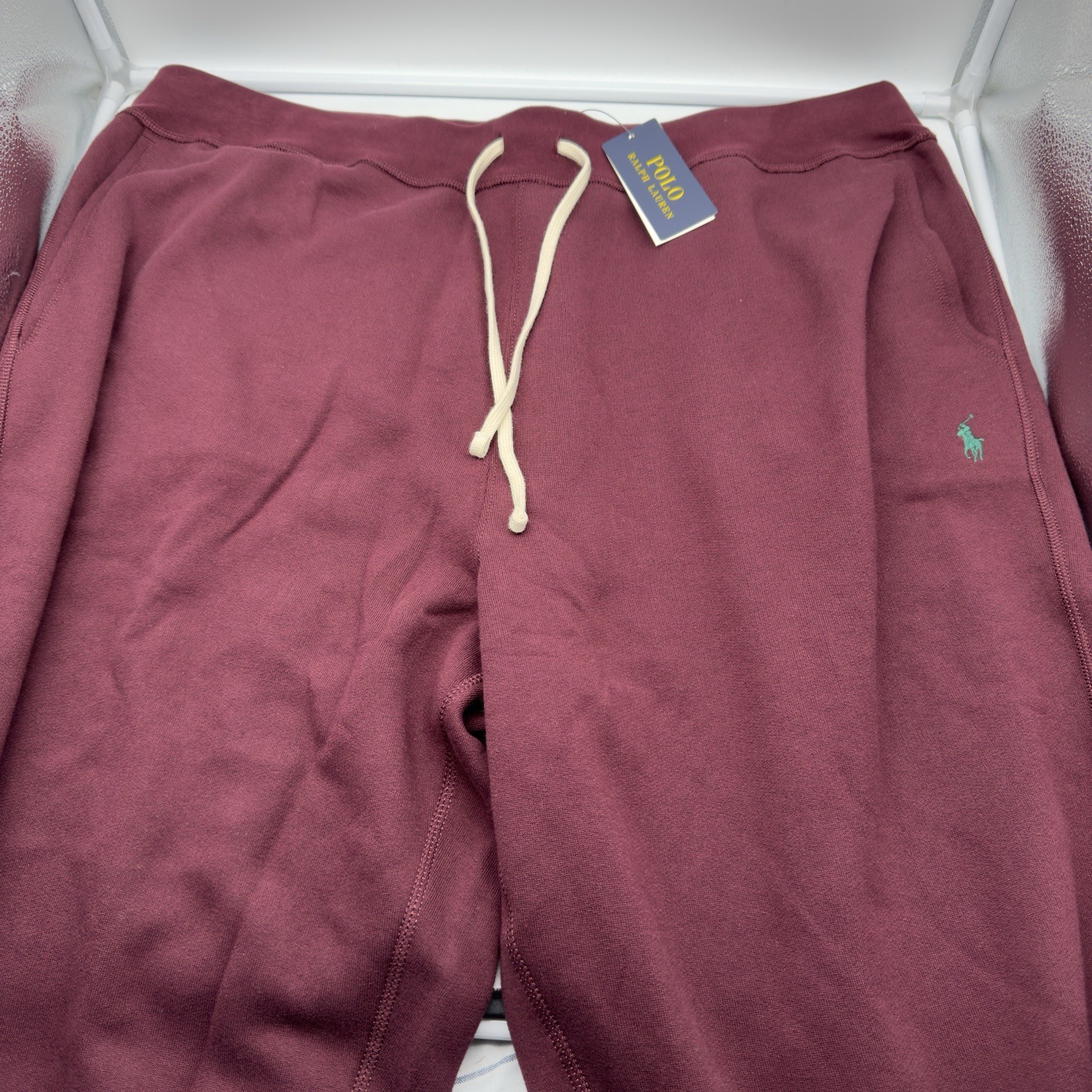 Polo Ralph Lauren Uomo 2XLT Doppia Maglia Jogger Borgogna Felpa Verde Pony