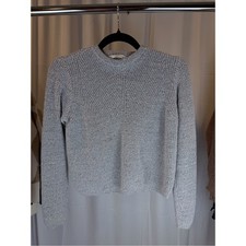Kid's Mango Light Gray and black Ribbed Crew Neck Sweater