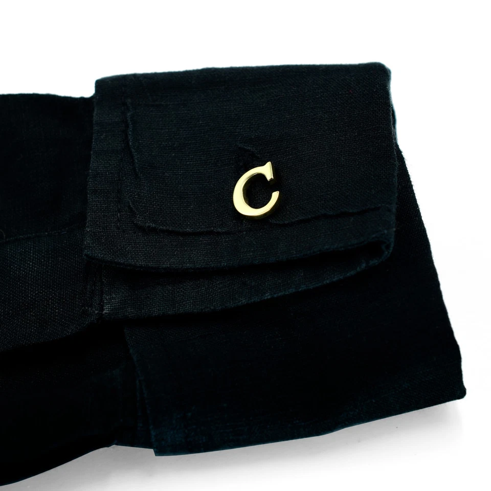 Personalized C Initial cufflink For Mans 18k Gold Plated Brass Shirt Accessories - Image 3 of 4