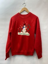 VTG Women's Red Snowman Holiday Sweatshirt Screen Stars Made in USA Size Large
