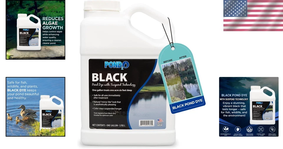 Универсальный черный водяной краситель для прудов и озер - 1 галлон стойкое решение - Изображение 2 из 4