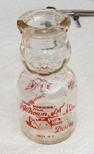 J.J. BROWN DAIRY TROY N.Y. BABY FACE HALF PINT MILK CREAM BOTTLE