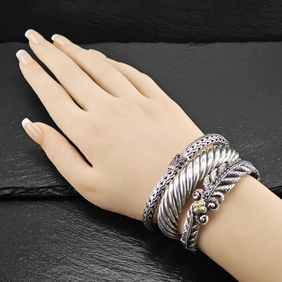 Pulseira de prata esterlina topázio ouro 18K Bixby China - Imagem 2 de 4