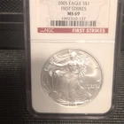 U.S. Mint 2005 American Eagle 1 oz Silver NGC MS 69 First Strikes Coin