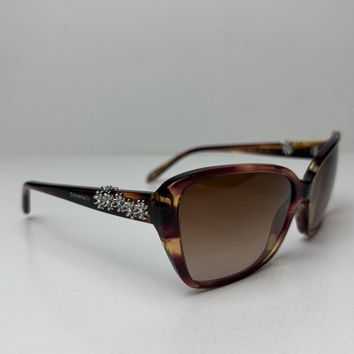Tiffany & Co TF 4069-B 8081/3B Sunglasses Tortoise Silver Tone Daisies Crystals