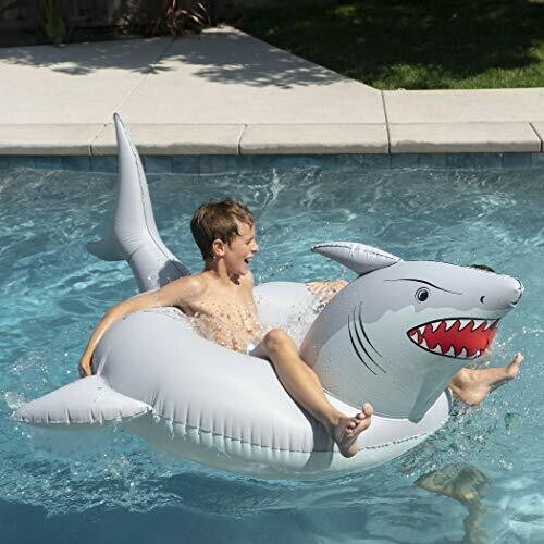 PAIR of GoFloats 'Great White Bite' Inflatable Shark Tubes NIB 4 feet 2 Floats! - Picture 2 of 9
