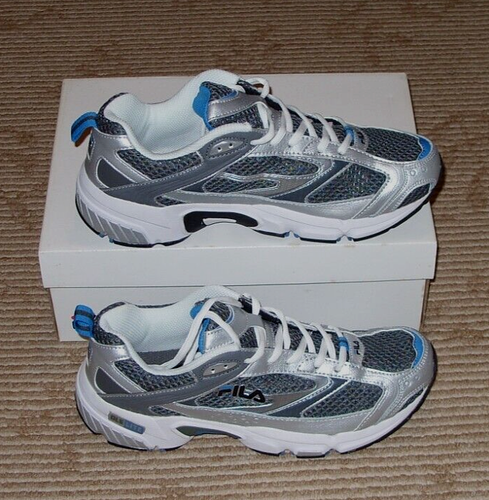 FILA Allona Men's Size 9 Silver, Charcoal with Blue Accent Sneakers! Used w/ Box - Picture 2 of 7