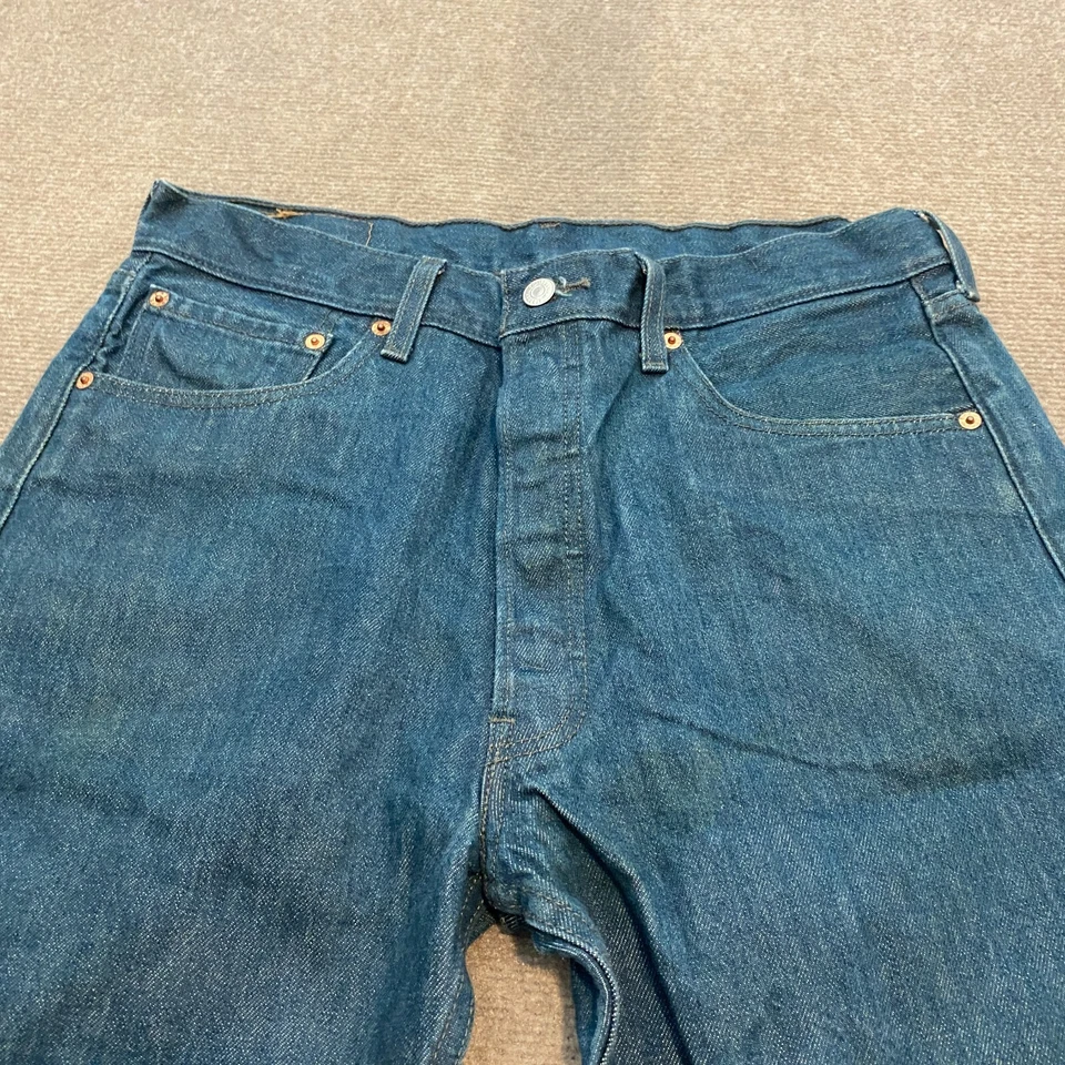 vtg Levi's 501 Jeans Mens 34 Fits 33x30 Blue Denim Distressed Straight y2k - Image 2 of 4