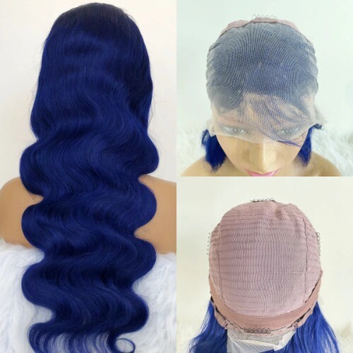Navy Blue Color Carnival Wig Body Wave 13x4 HumanHair LaceFrontal Wigs Brazilian - Bild 9 von 14