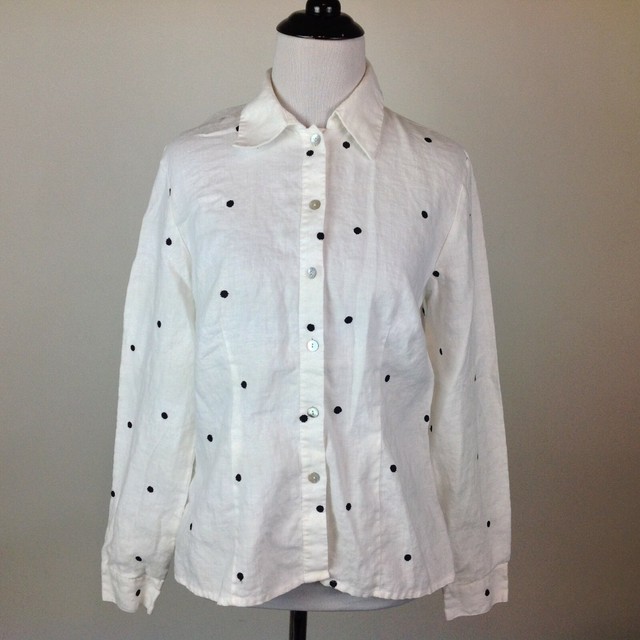 Edward Linen Top Womens Medium Petite Polka Dot eBay