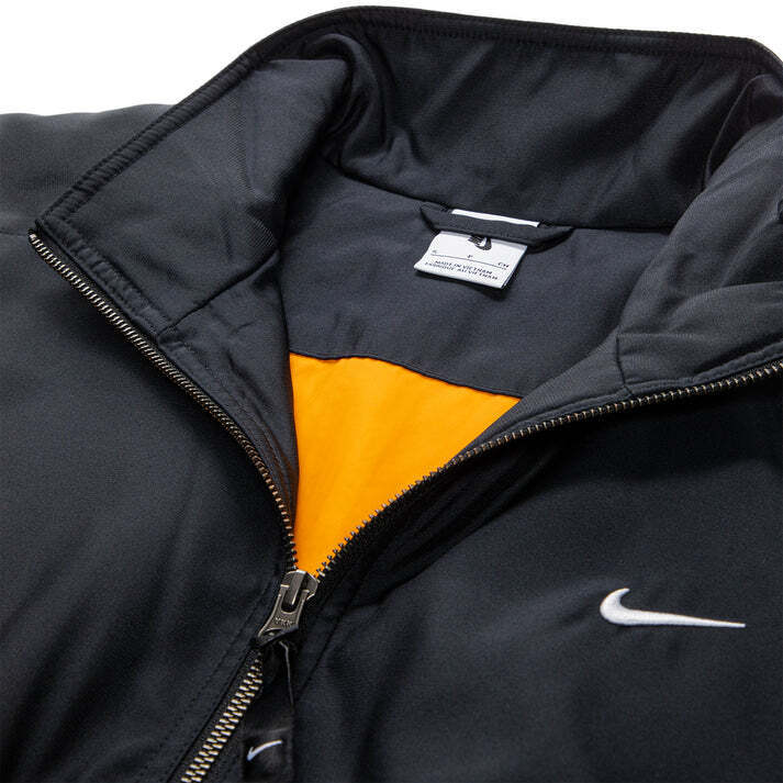 Nike NikeLAB Solo Swoosh Satin Bomber Jacket BLACK/KUMQUAT Nike NikeLAB Solo Swoosh Satin Bomber Jacket BLACK/KUMQUAT