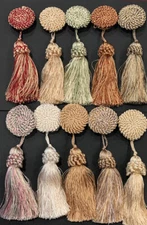 LOT OF 10 ASSORTED BUTTON KEY TASSELS 