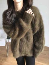 Autumn Winter Sweater Women's Knitted Pullovers Thick Loose Casual Solid O Neck