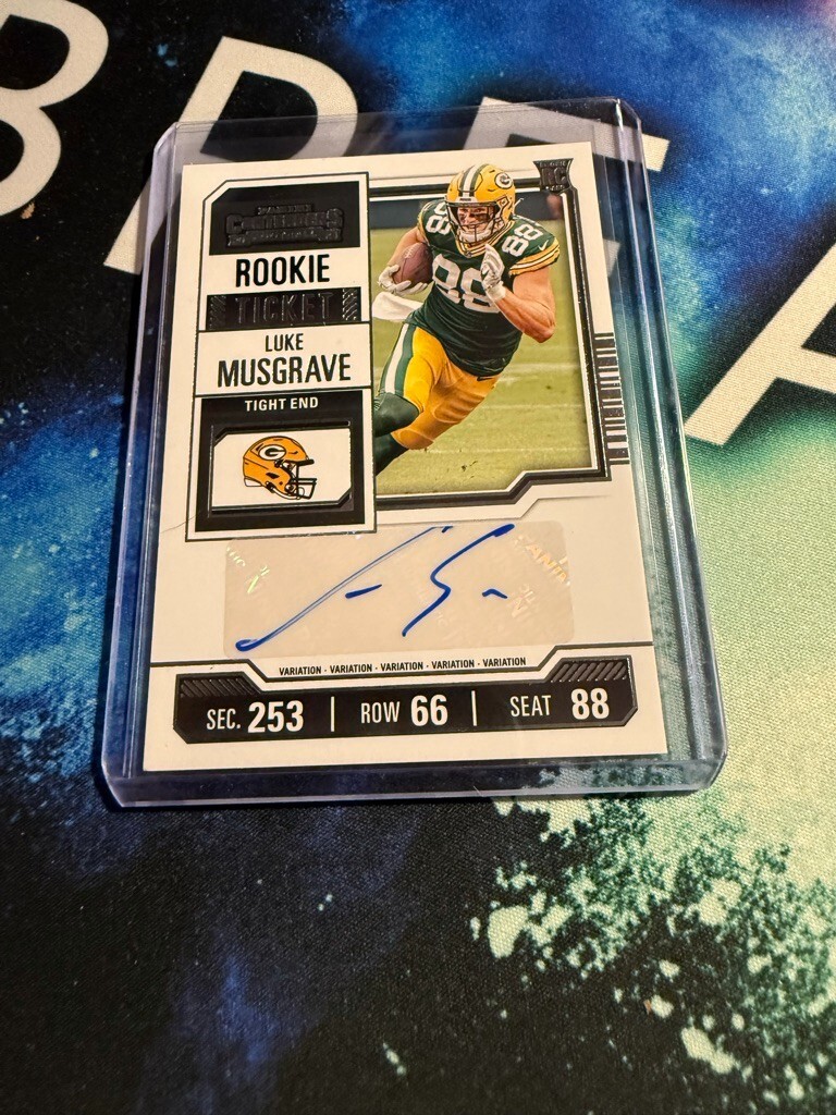 2023 Panini Contenders Football Luke Musgrave Variation Rookie Ticket Auto