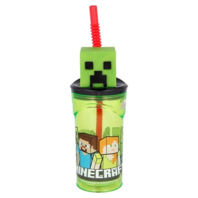 Minecraft 3D Figur 360ML Trinkbecher Flasche & erweiterbarer Strohhalm