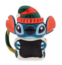 NEW DISNEY STORE Stitch 16.8oz Holiday Mug with Lid - Lilo Stitch
