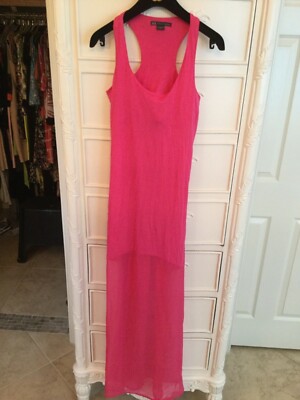 armani exchange pink maxi dress Armani Exchange A|X Simple tank Pink Maxi Dress sheer bottom SP EUC
