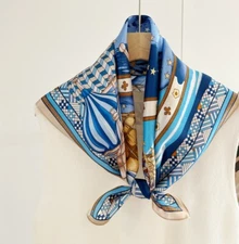100% Mulberry Silk Scarf Women Square Wrap Neckerchief  26" Printing Bandana Z21