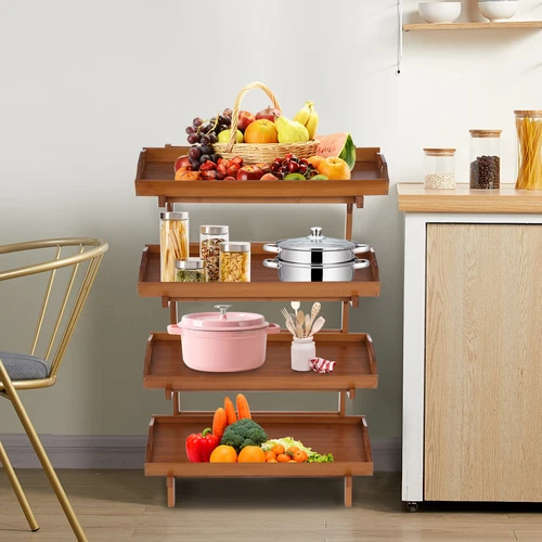 Fruit and Vegetable Storage Rack, 4-Tier Pull-Out Fruit Basket 66*28*100cm