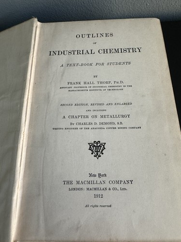 Vintage 1912 Outlines of Industrial Chemistry by Frank Hall Thorp Hardcover - Picture 8 of 9