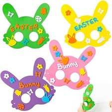 16 Pack Easter Bunny Foam Mask Kit DIY EVA Craft with Stickers for Kids Party